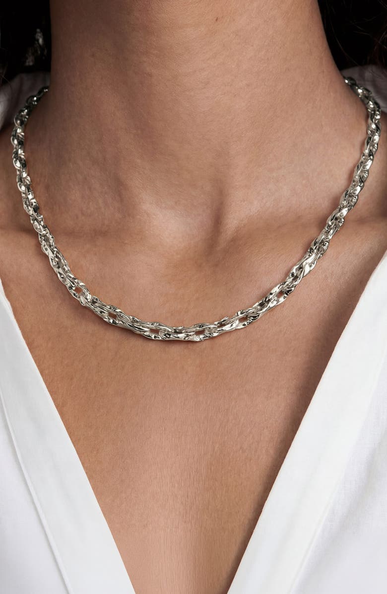 Ettika Sculpted Links Necklace, Alternate, color, Silver