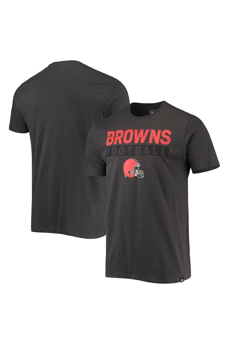 Men's '47 Charcoal Cleveland Browns Dark Ops Super Rival T-Shirt, Main, color, Charcoal