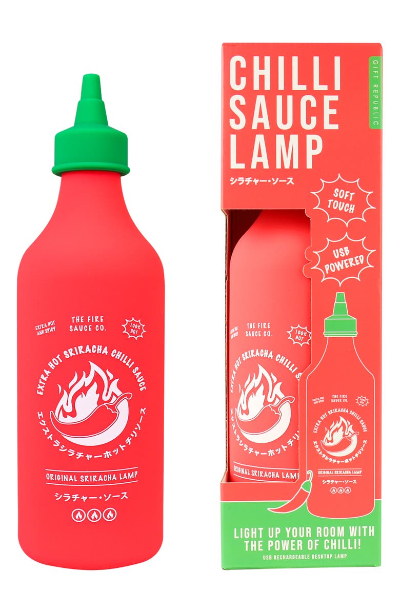 GIFT REPUBLIC Chilli Sauce Bottle Squeezy Lamp, Alternate, color, Red