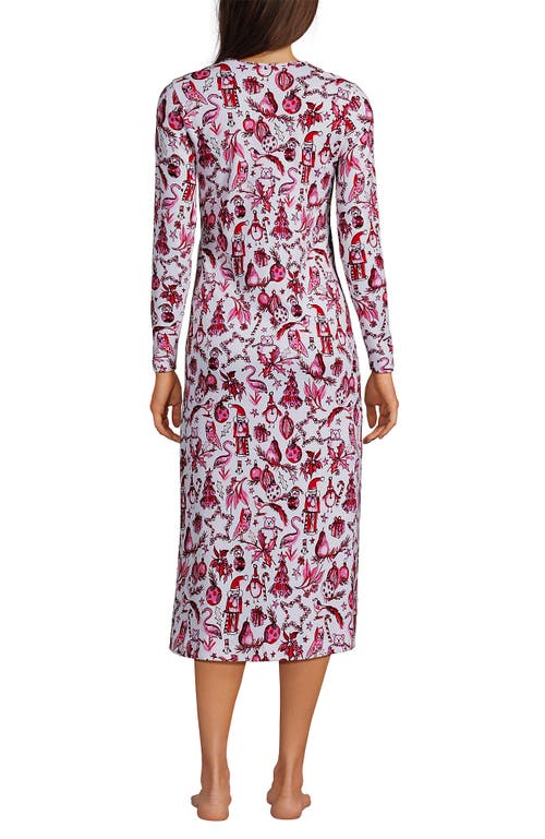 Lands' End Cotton Long Sleeve Midcalf Nightgown In Multi