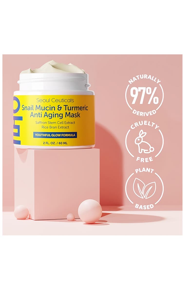 Korean Skincare Snail Mucin & Turmeric Anti Aging Mask, Alternate, color, Clear