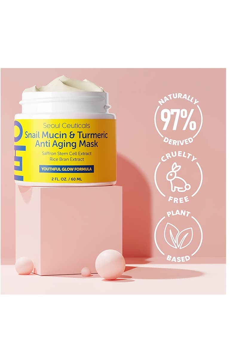 Seoul Ceuticals Korean Skincare Snail Mucin & Turmeric Anti Aging Mask, Alternate, color, Clear