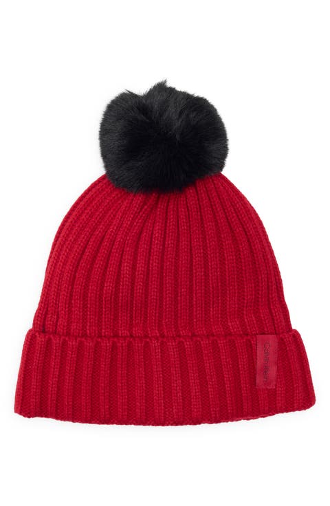 Faux Fur Pompom Beanie