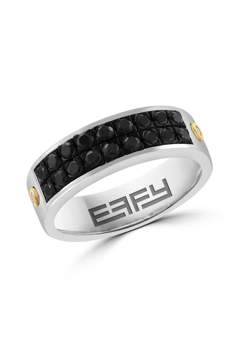 925 Sterling Silver/18K Yellow Gold Diamond,Black Spinel Ring, Main, color, Hematite and FW Blush Pearl