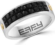 EFFY 925 Sterling Silver/18K Yellow Gold Diamond,Black Spinel Ring