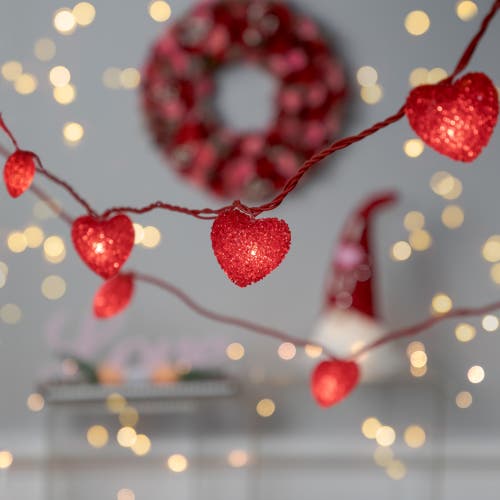 Northlight 10-count Red Heart Mini Valentine's Day Light Set, 7.5ft Red Wire In Red
