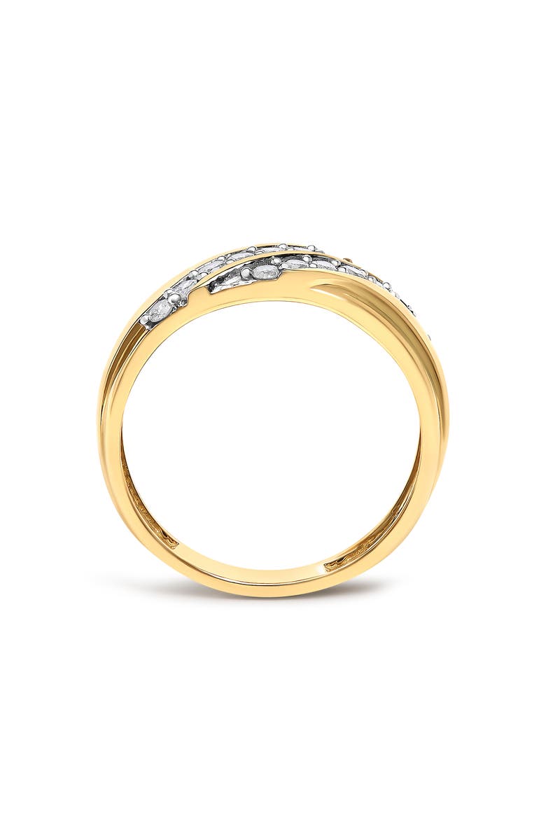 Men's 14K Yellow Gold Plated Sterling Silver 3/8 Cttw Diamond Crossover Band Ring, Alternate, color, Yellow Gold over Silver