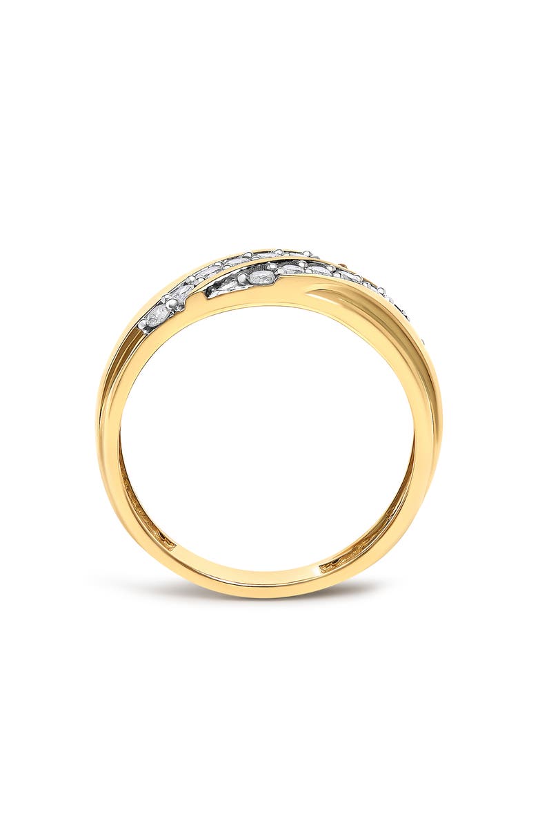Haus of Brilliance Men's 14K Yellow Gold Plated Sterling Silver 3/8 Cttw Diamond Crossover Band Ring, Alternate, color, Yellow Gold Over Silver
