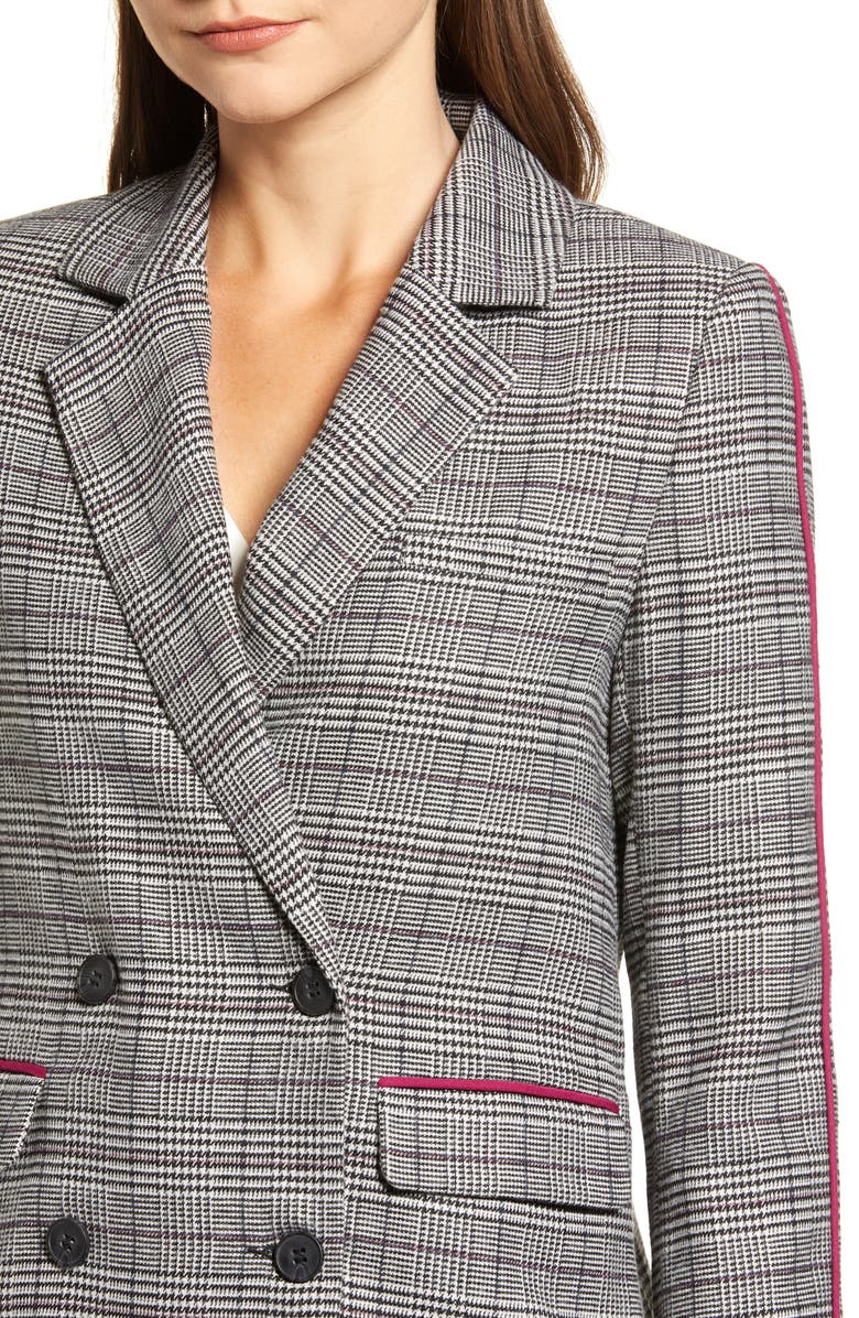 CHRISELLE LIM COLLECTION Chriselle Lim Bianca Piped Houndstooth Blazer, Alternate, color,