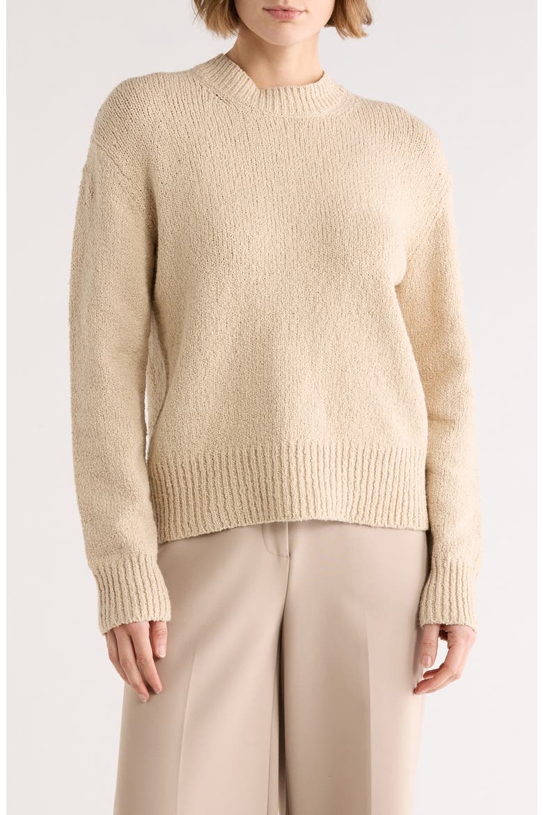 Rib Drop Shoulder Crewneck Sweater, Main, color, COBBLESTONE