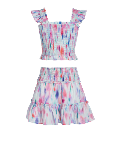Kayla Smocked Bodice Top & Ruffle Skirt Set (Toddler, Little Kids, Big Kid))