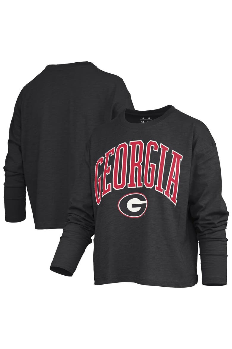 Women's Pressbox Black Georgia Bulldogs Motley Boxy Waist-Length Long Sleeve T-Shirt, Main, color, Black
