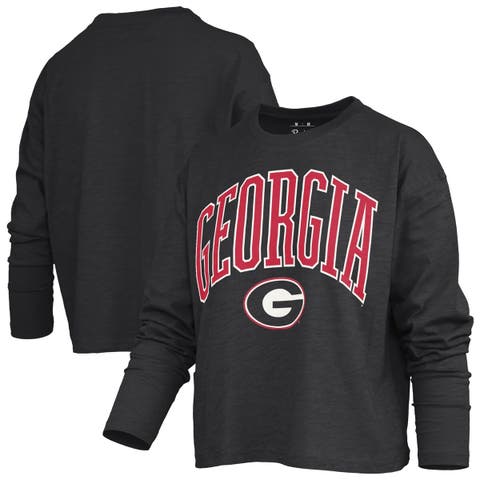 Women's Pressbox Black Georgia Bulldogs Motley Boxy Waist-Length Long Sleeve T-Shirt