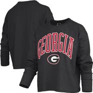PRESSBOX Women's Pressbox Black Georgia Bulldogs Motley Boxy Waist-Length Long Sleeve T-Shirt