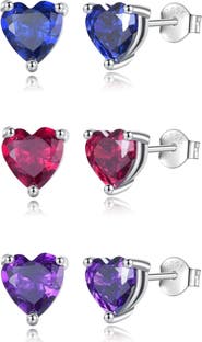 Donatello Gian Set Of 3 Sterling Silver Heart Earrings