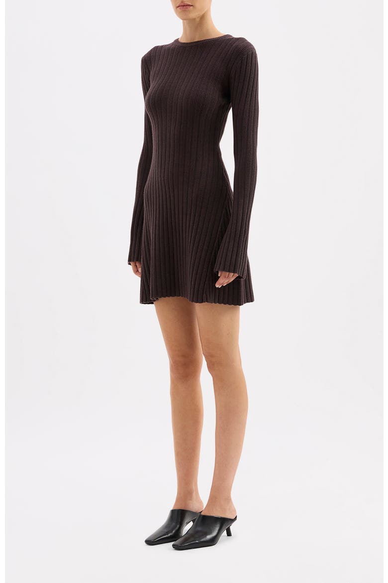Astrid Knit Mini Dress, Alternate, color, Espresso