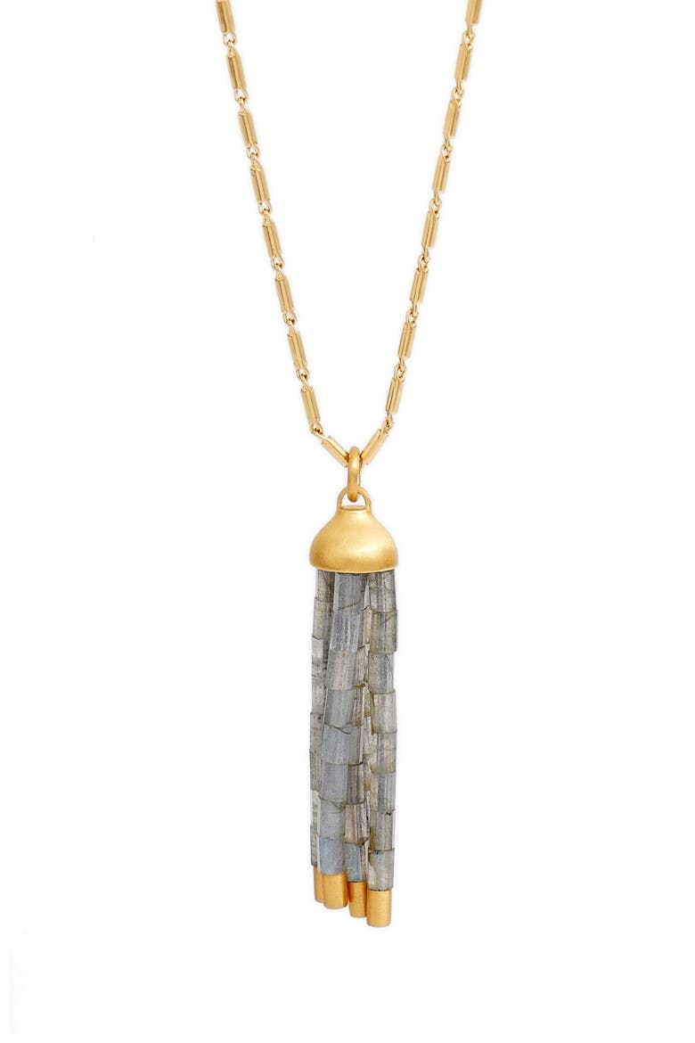 Beaded Tassel Necklace (Nordstrom Exclusive), Alternate, color, GOLD/LABRADORITE