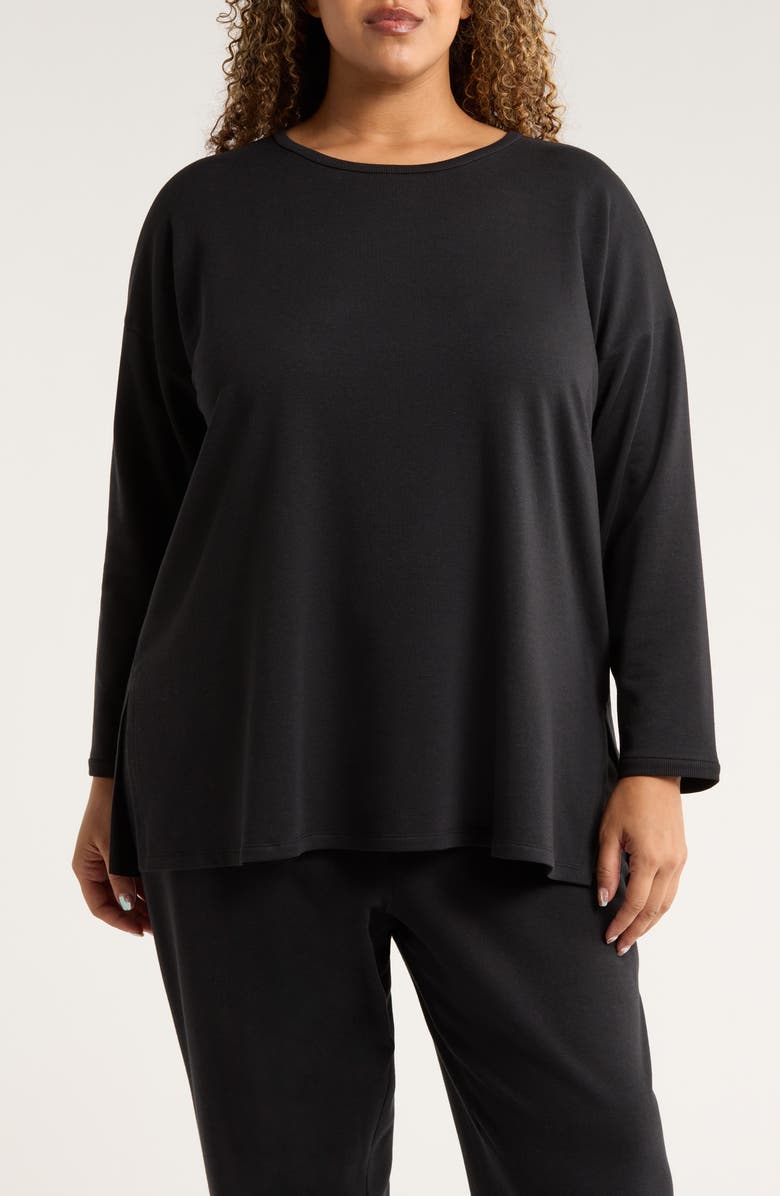 Eileen Fisher Long Sleeve Longline Top, Main, color, Black