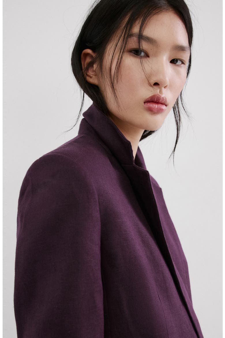 Double Breasted Linen Blazer, Alternate, color, PURPLE