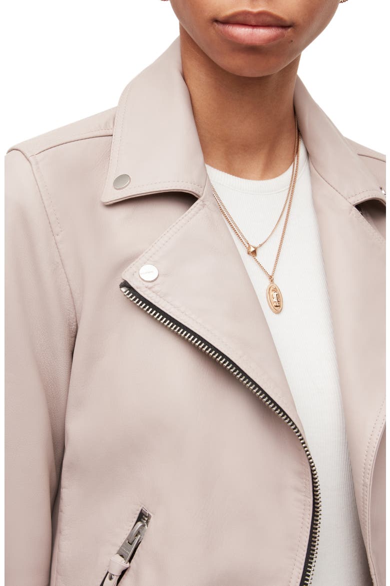 Dalby Leather Biker Jacket, Alternate, color, PALE PINK