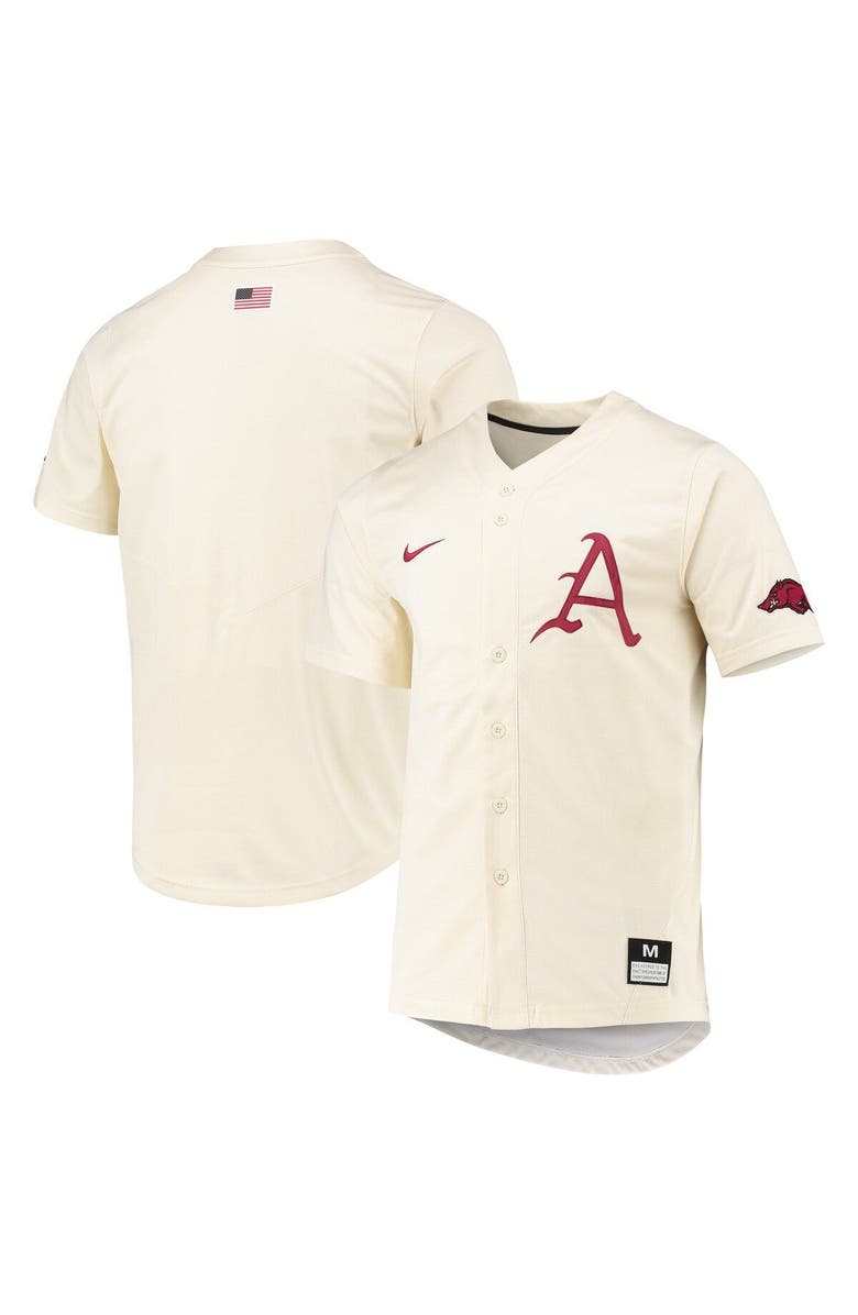 Nike Men's Nike Natural Arkansas Razorbacks Replica Baseball Jersey, Main, color,