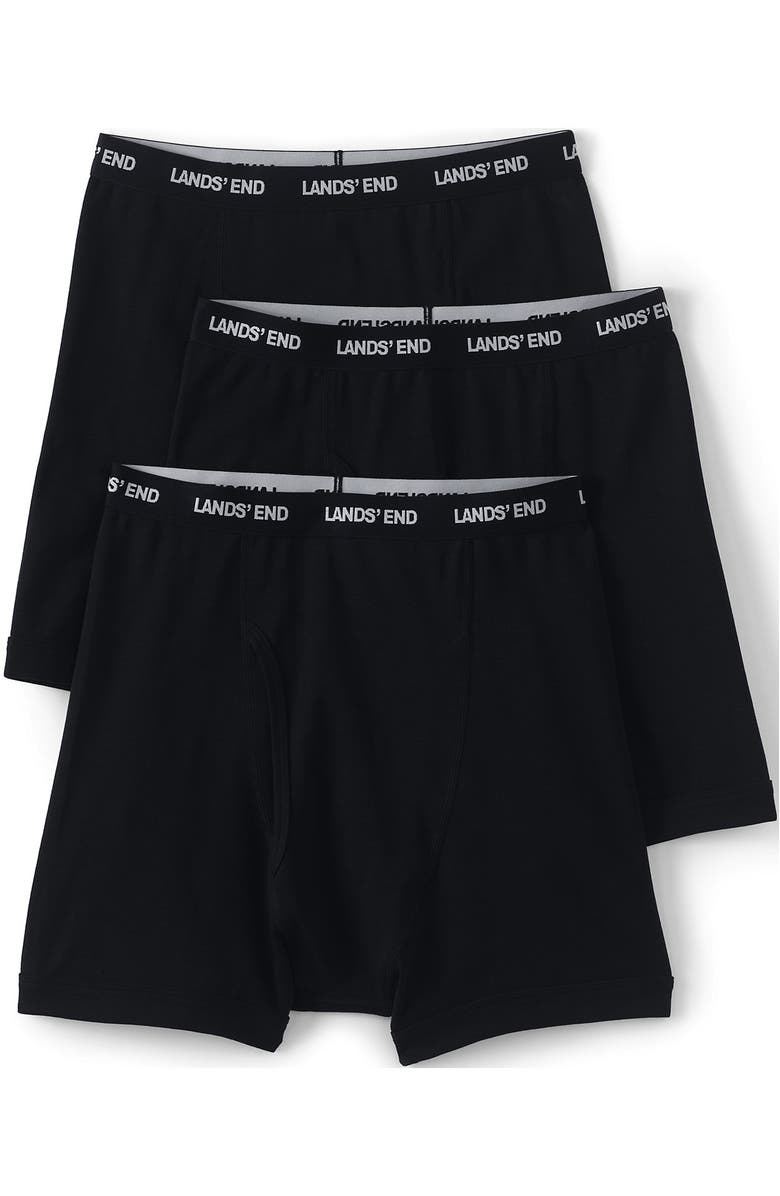 Lands' End Knit Boxer Brief Mixed 3 Pack, Alternate, color, Black
