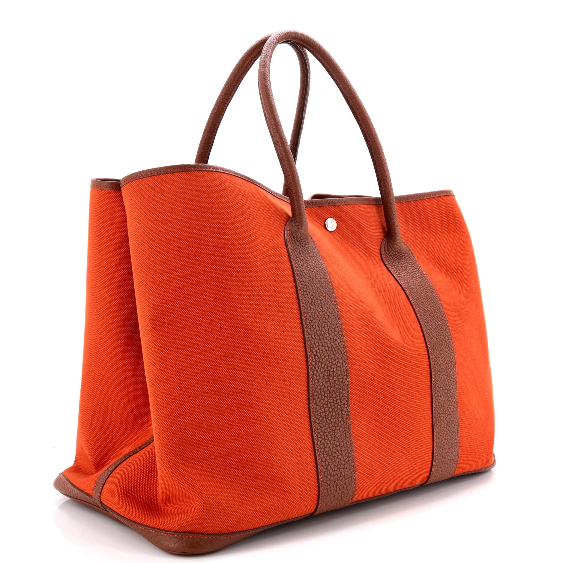 Pre-Owned Hermes Garden Party Tote Toile and Leather 49, Alternate, color, Marron D'inde