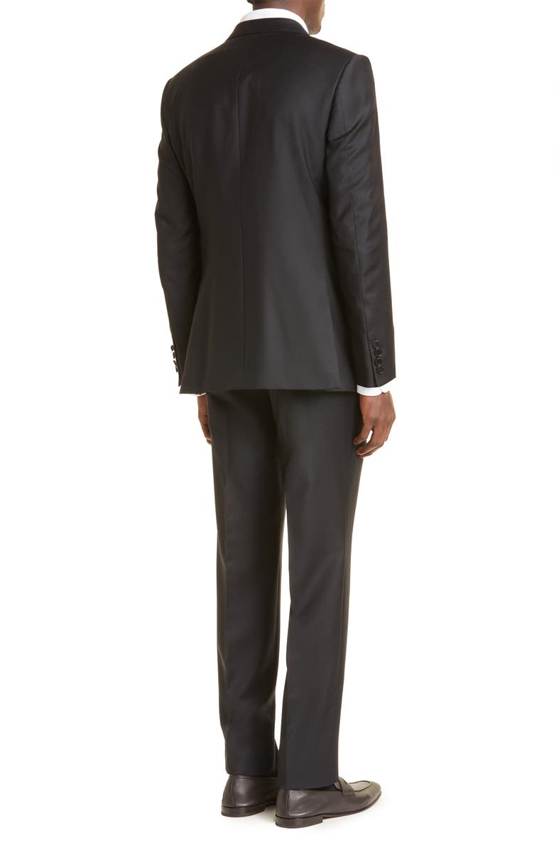 ZEGNA Trofeo Solid Black Wool Suit, Alternate, color, Black