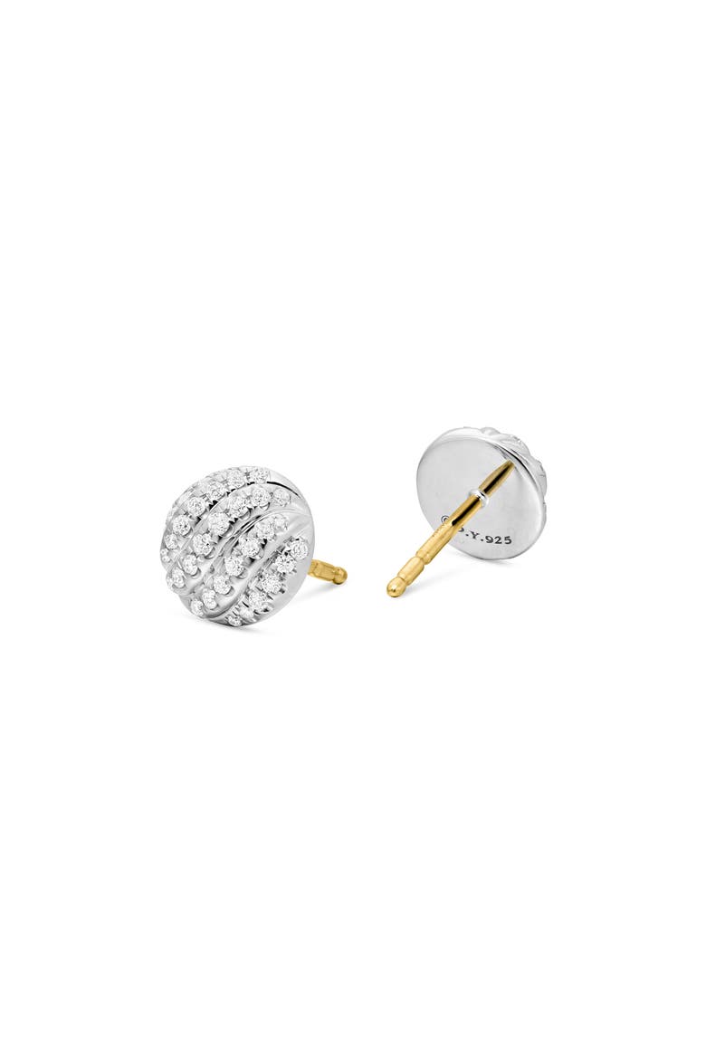 Sculpted Cable Pavé Diamond Stud Earrings, Alternate, color, STERLING SILVER/ DIAMOND