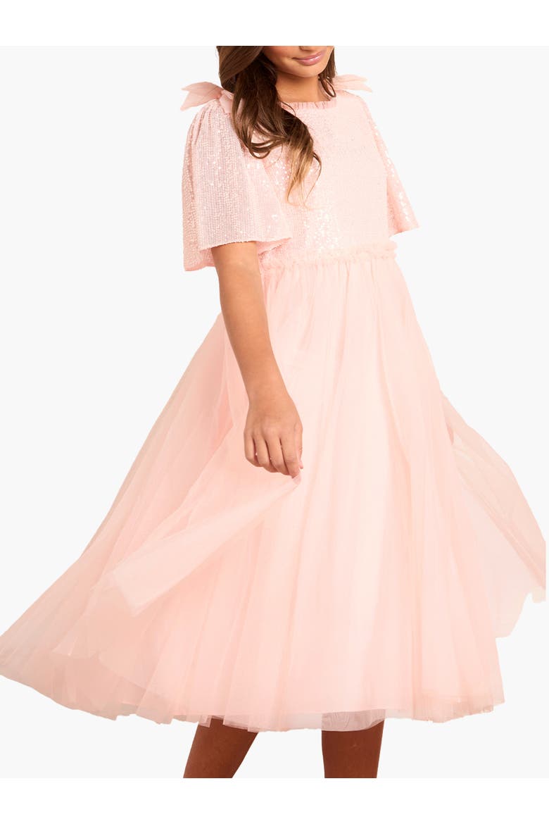 Girl's Paloma Bow Dress, Main, color, Seashell
