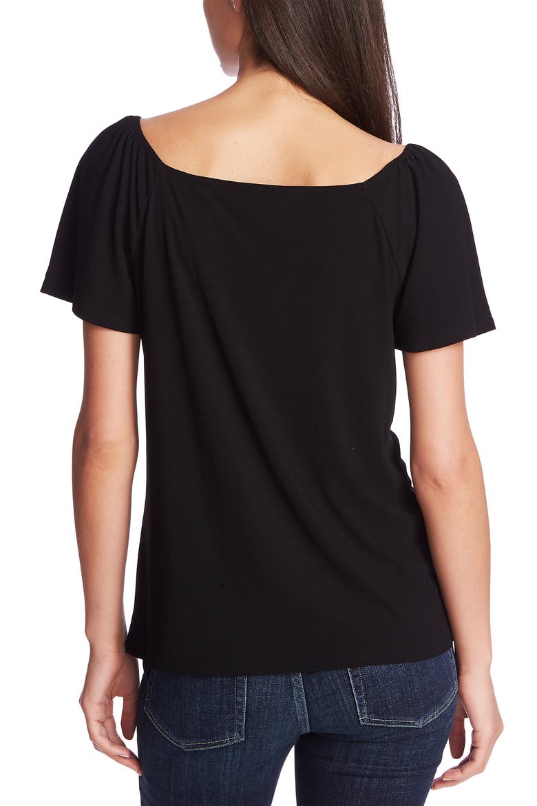 Lace Trim Knit Top, Alternate, color, RICH BLACK