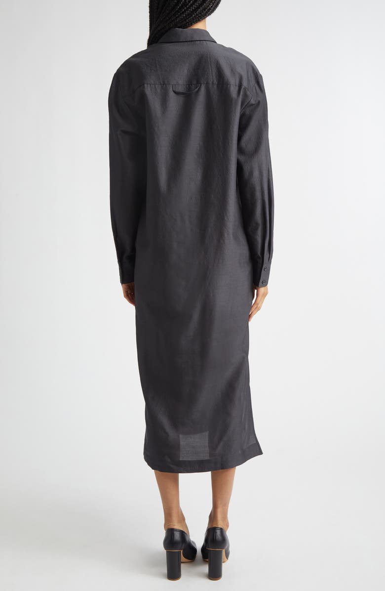 Paloma Wool Espon Long Sleeve Wool & Silk Midi Shirtdress, Alternate, color, Black