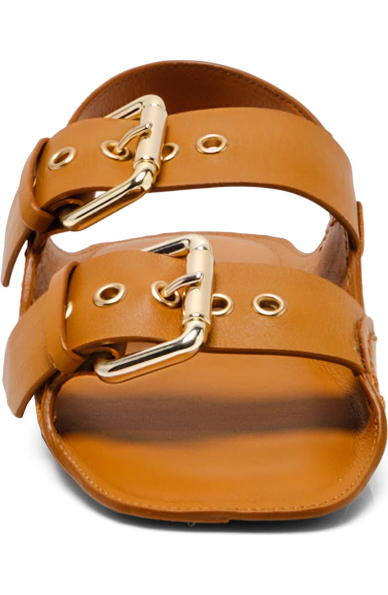 Free People Blossom Buckle Flat Sandal, Alternate, color, Luggage Leather