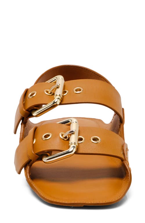 Free People Blossom Buckle Flat Sandal In Luggage Leather