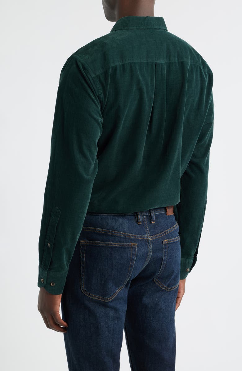 Peter Millar Cotton & Cashmere Corduroy Button-Up Shirt, Alternate, color, Deep Verdant
