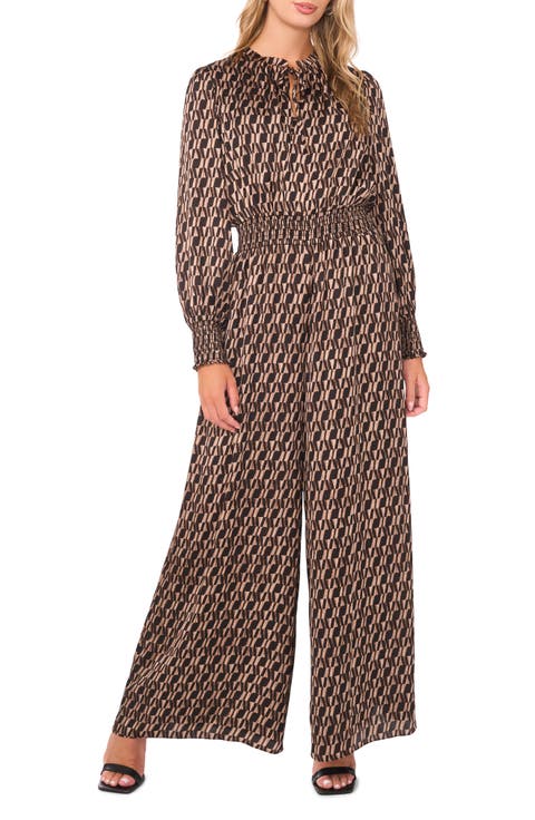 Geo Print Long Sleeve Jumpsuit