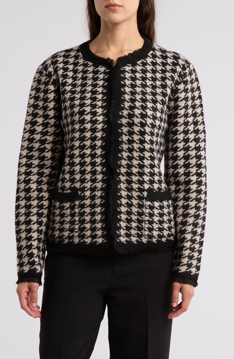 MAX STUDIO Fringe Houndstooth Jacket, Main, color, 