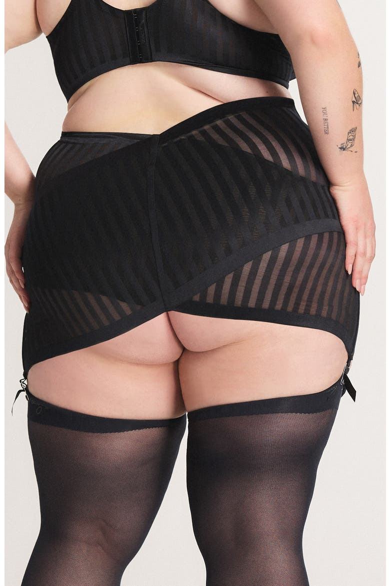 Show 'n' Tell Stripe Garter Skirt, Alternate, color, BLACK CAVIAR