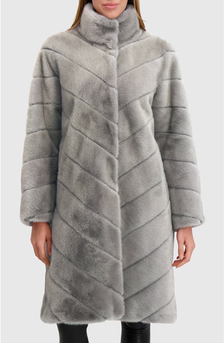 Lyla Grant Fur-Free Mink (Faux Fur) Short Coat, Alternate, color, Dark Gray