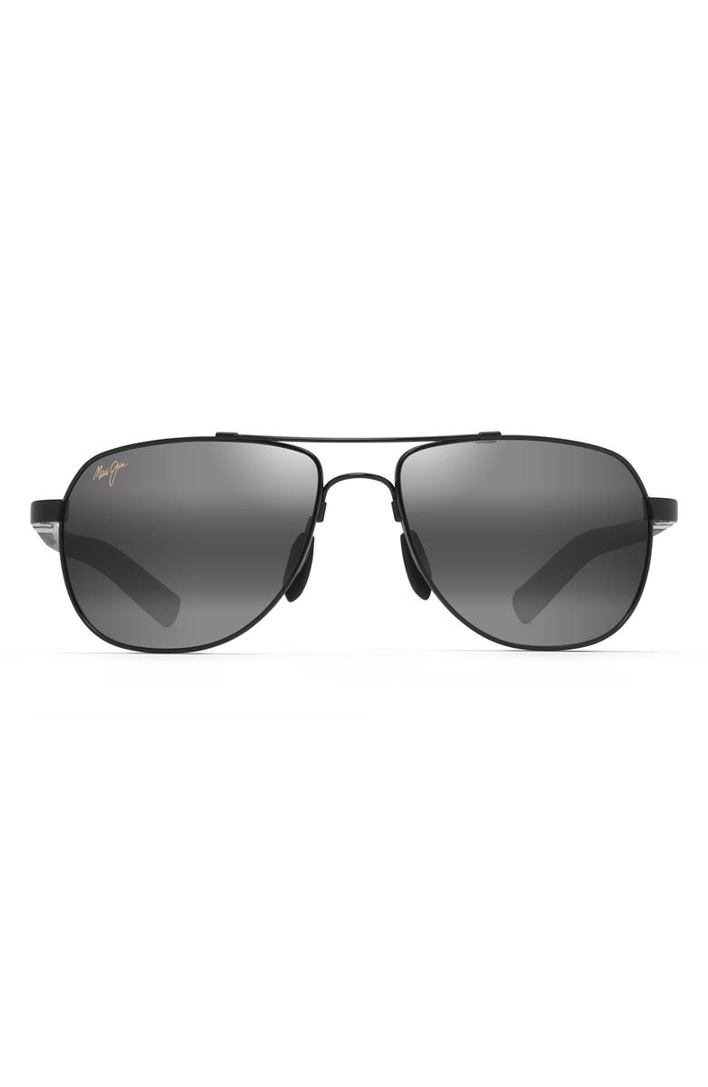 Maui Jim Guardrails 56mm PolarizedPlus2<sup>®</sup> Aviator Sunglasses, Main, color, Gunmetal/ Black/ Grey