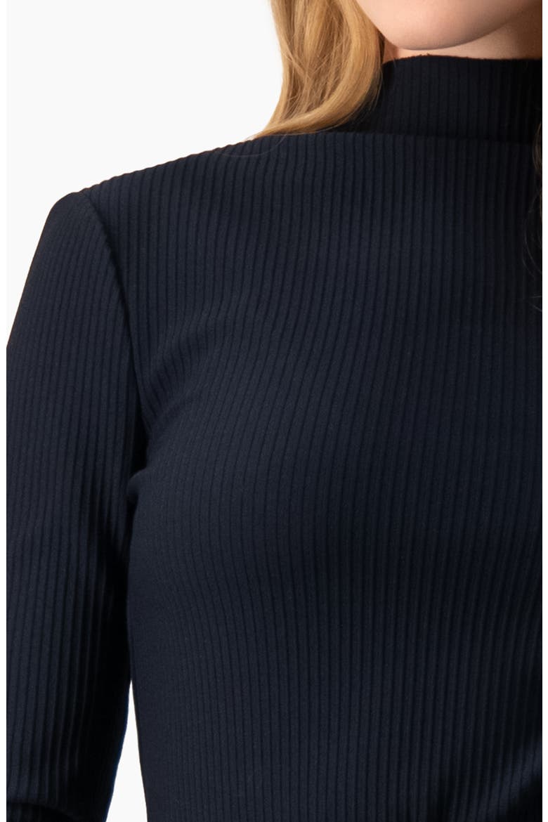 Long Sleeve High-Neck Ribbed Blouse, Alternate, color, Navy Blue