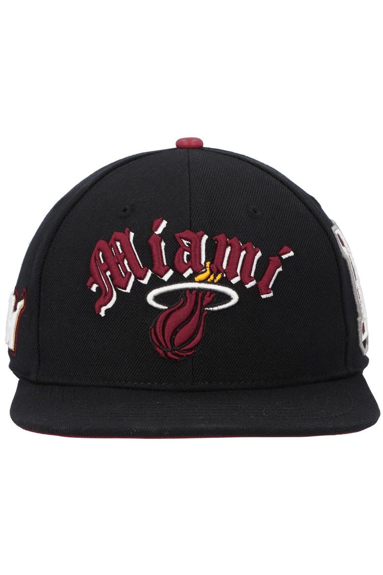 Men's Pro Standard Black Miami Heat Old English Snapback Hat, Alternate, color, Black