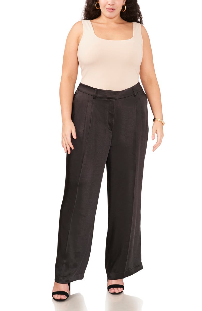 Vince Camuto Pleated Wide Leg Satin Pants, Alternate, color, 