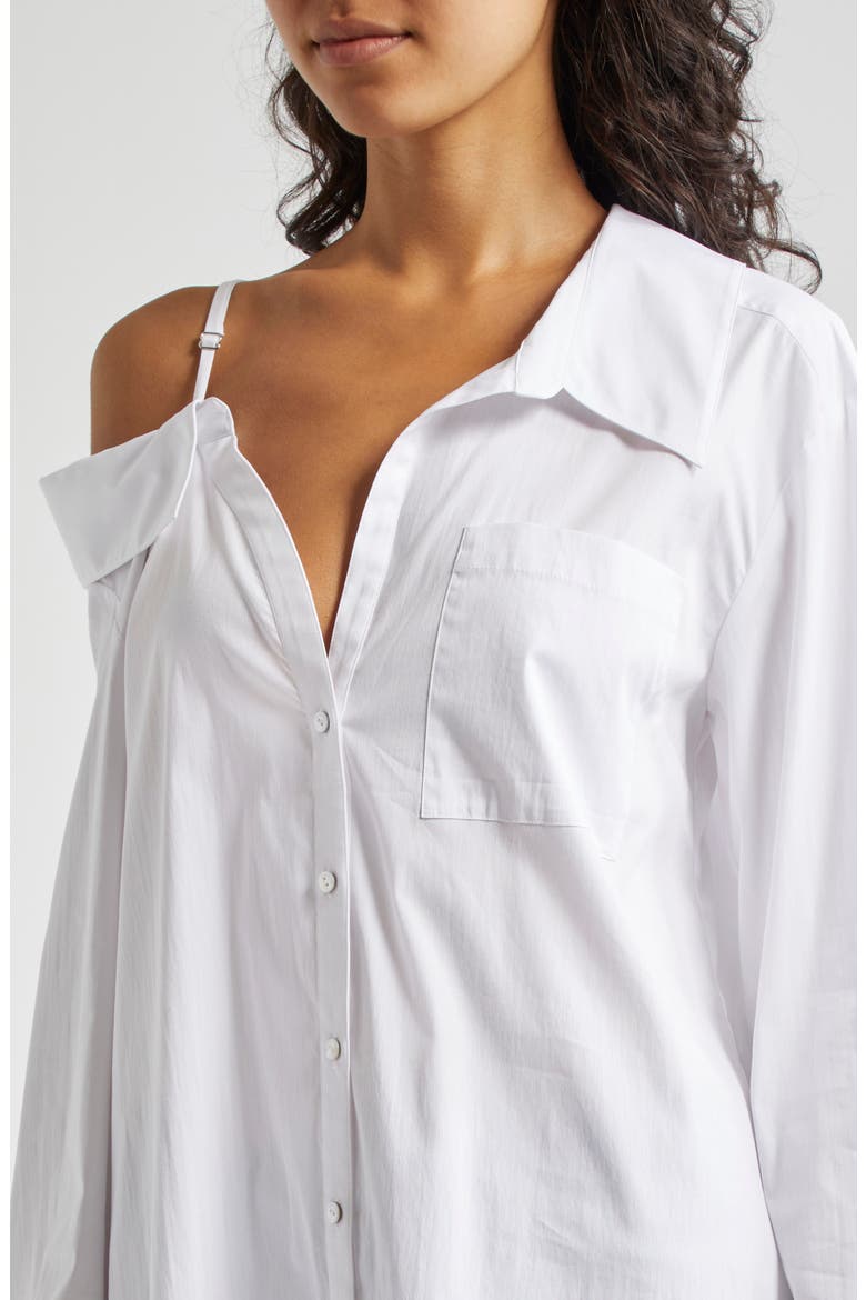 Georgina Asymmetric Button-Up Shirt, Alternate, color, WHITE