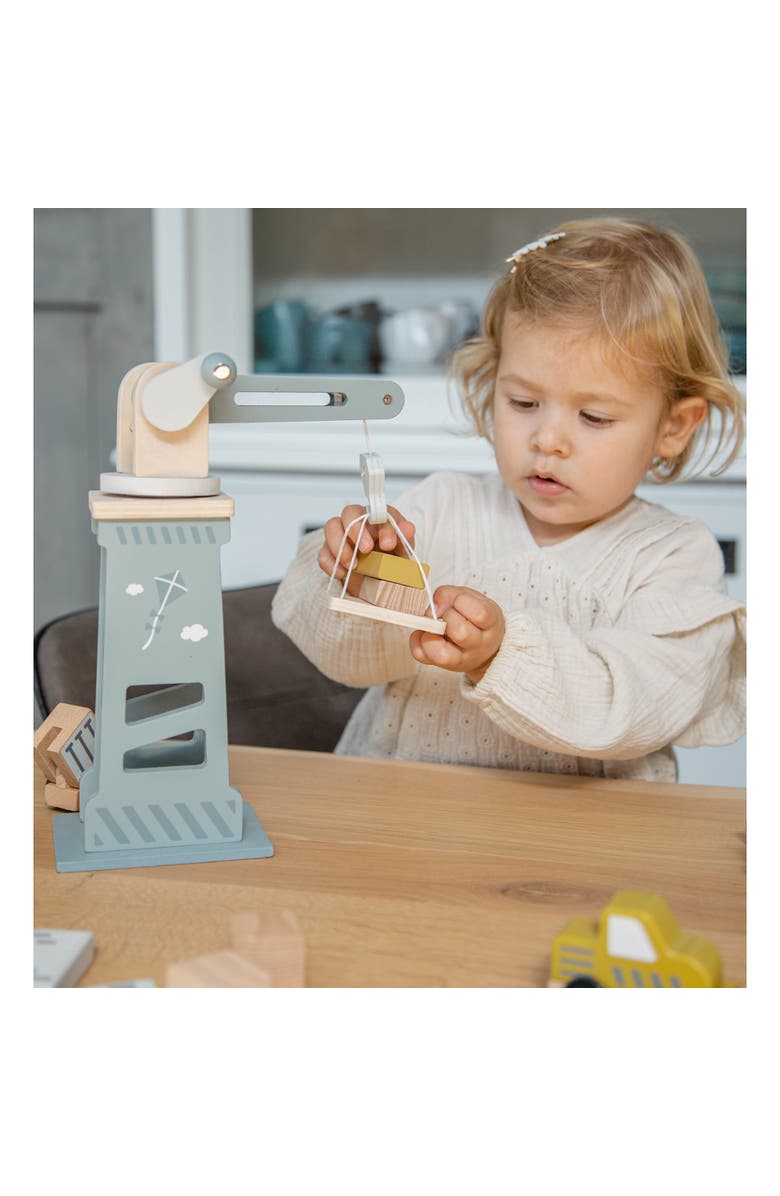 Label Label Wooden Construction Site Play Set, 13 Blocks, 6 Vehicles, Ages 3+, Alternate, color, Multicolored