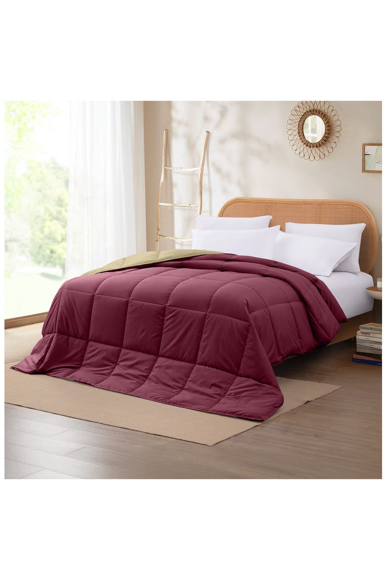Down Alternative Reversible Comforter, Alternate, color, ANEMONE/WHEAT