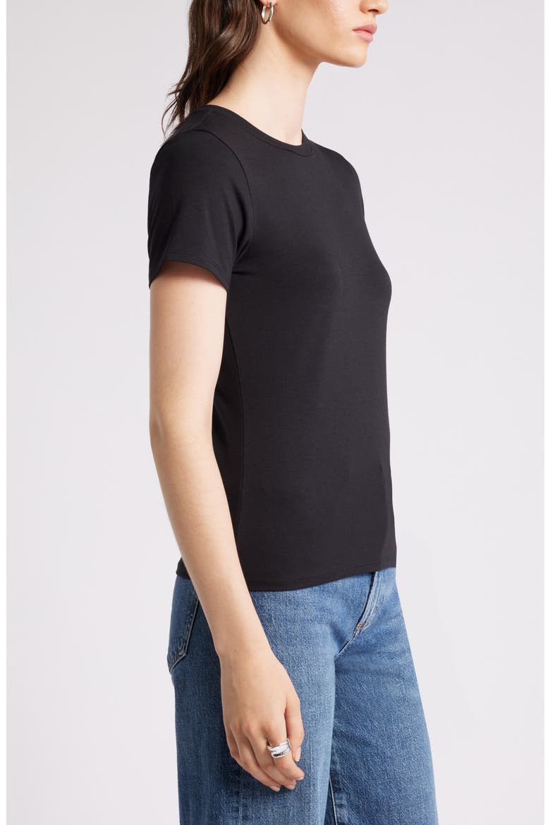Pima Cotton Blend Crewneck T-Shirt, Alternate, color, BLACK