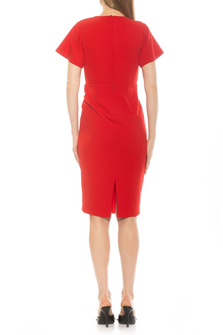 Clara Crewneck Draped Sheath Dress, Alternate, color, RED