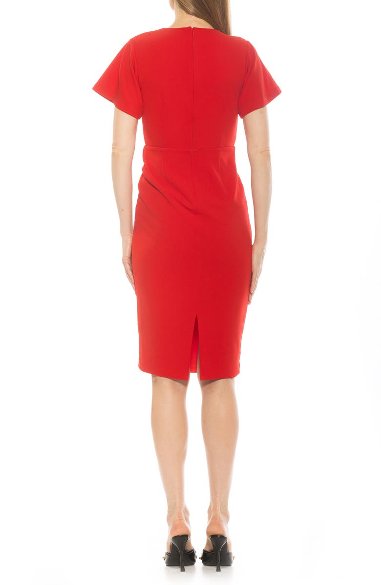 Alexia Admor Clara Crewneck Draped Sheath Dress, Alternate, color, Red