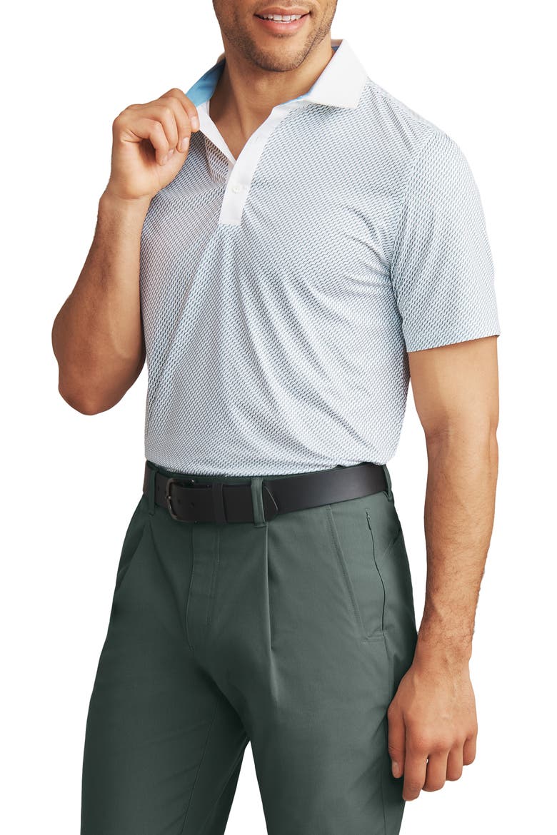 Spread Collar Performance Golf Polo, Main, color, TIDAL GREEN WAVY STRIPE